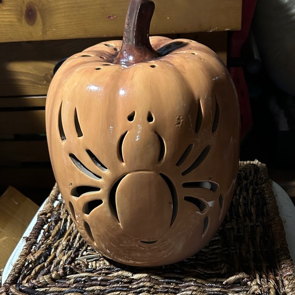 Pottery Barn Spider 🕷️ Pumpkin Ceramic LuminaryRARE